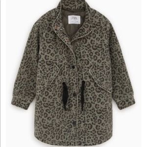 New W/Tag Zara girls Leopard print parka w/detachable vest size 9